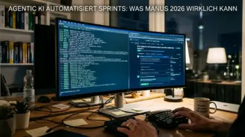 Agentic KI, Code-Automatisierung – Agentic KI automatisiert Dev-Tasks: Terminal zeigt Manus Agent beim Sprint-Workflow
