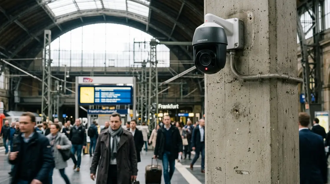 CCTV-Überwachungskamera in europäischem Bahnhof – biometrische Überwachung unter AI Act
