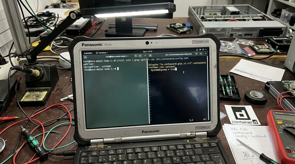 Container Runtime cgroup-v2 Terminal-Konfiguration mit SystemdCgroup