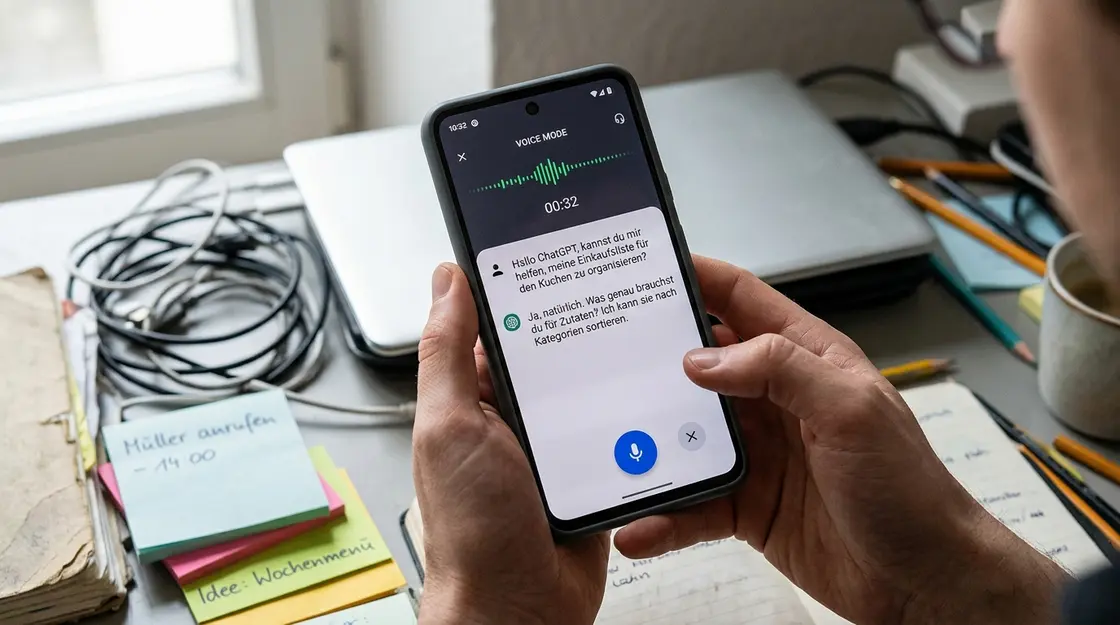 ChatGPT, App – ChatGPT App auf einem Smartphone mit aktivem Sprachmodus