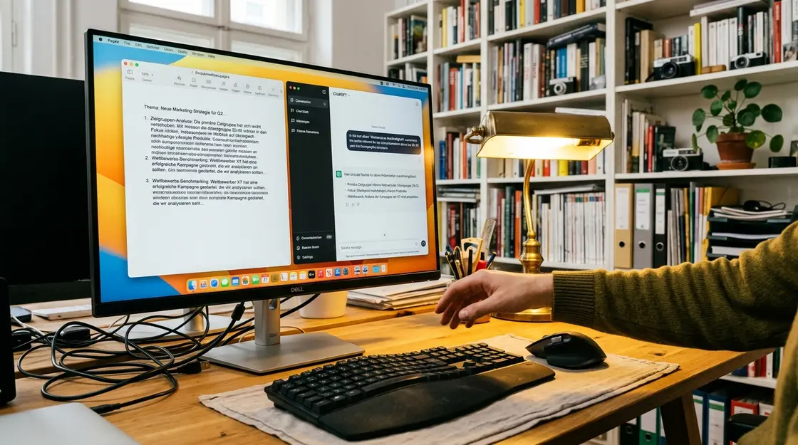 ChatGPT Desktop-App als Side-by-Side-Overlay neben einem Dokument