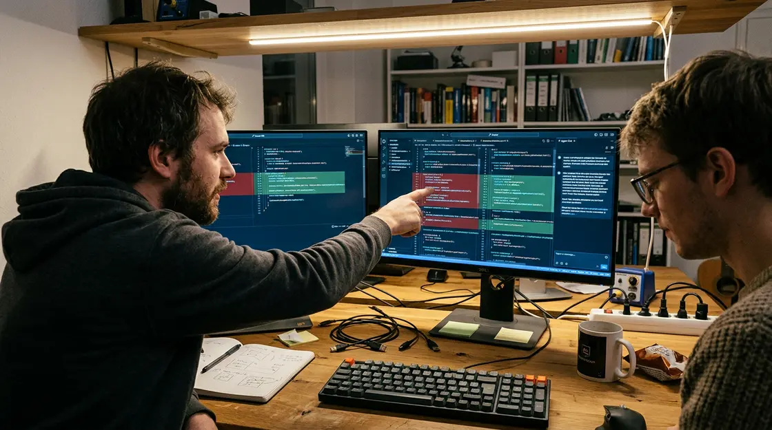 Cursor, Workspace Sharing – Zwei Entwickler arbeiten gemeinsam mit Cursor Workspace Sharing an einem Refactoring-Projekt