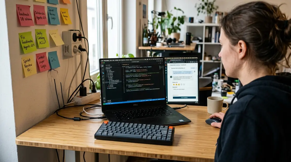 Agent Bricks Python Code mit Unity Catalog und Human-Feedback-Interface auf Laptop