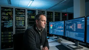 Datenspionage, APT – IT-Sicherheitsanalyst überwacht Netzwerk-Anomalien auf SIEM-Dashboard – Datenspionage APT-Erkennung