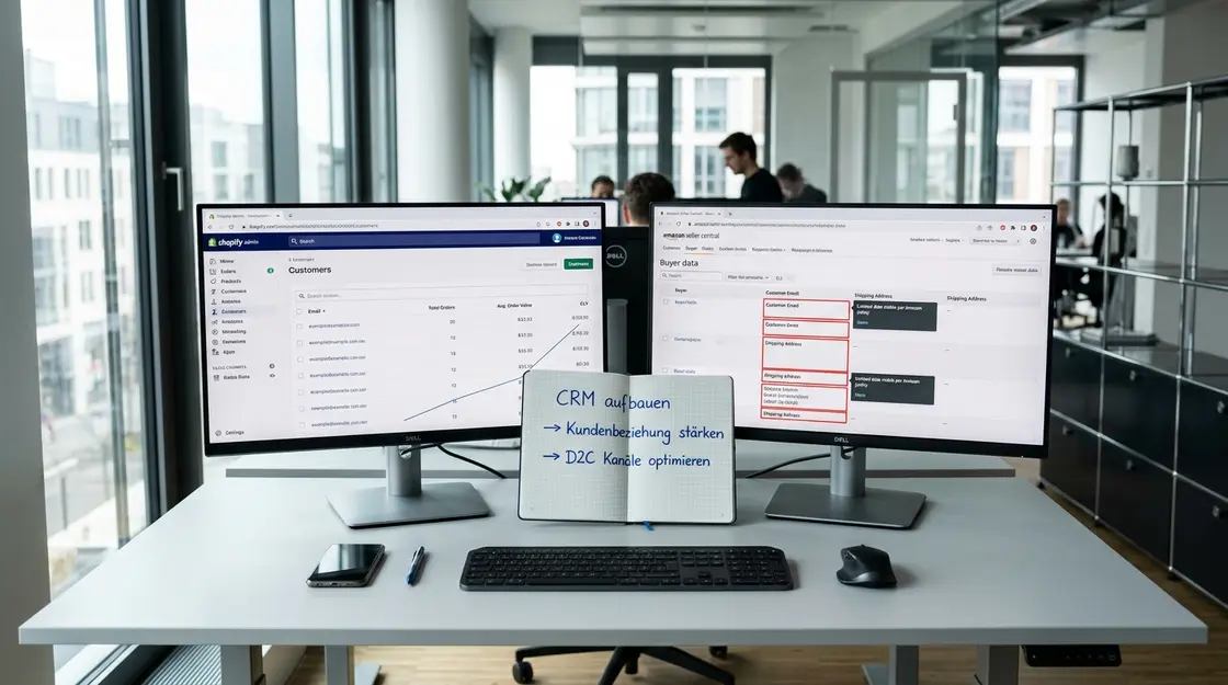 Vergleich Shopify-Kundendaten und Amazon Seller Central in Direktvertrieb-Struktur