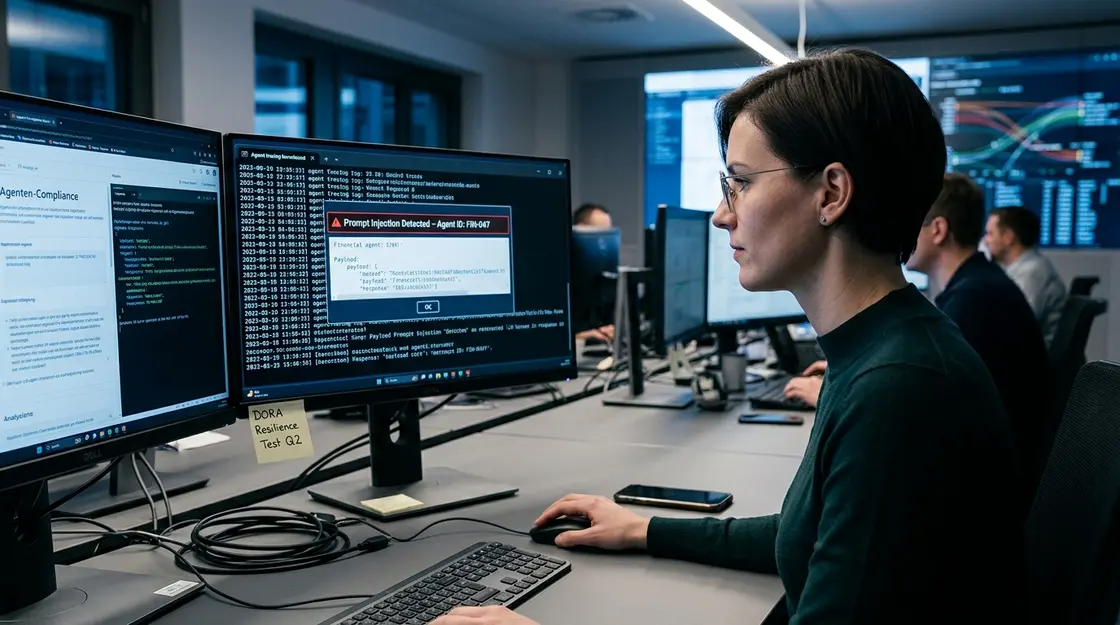 IT-Security-Analyst bei DORA-Resilience-Test für KI-Agenten in einer Bank