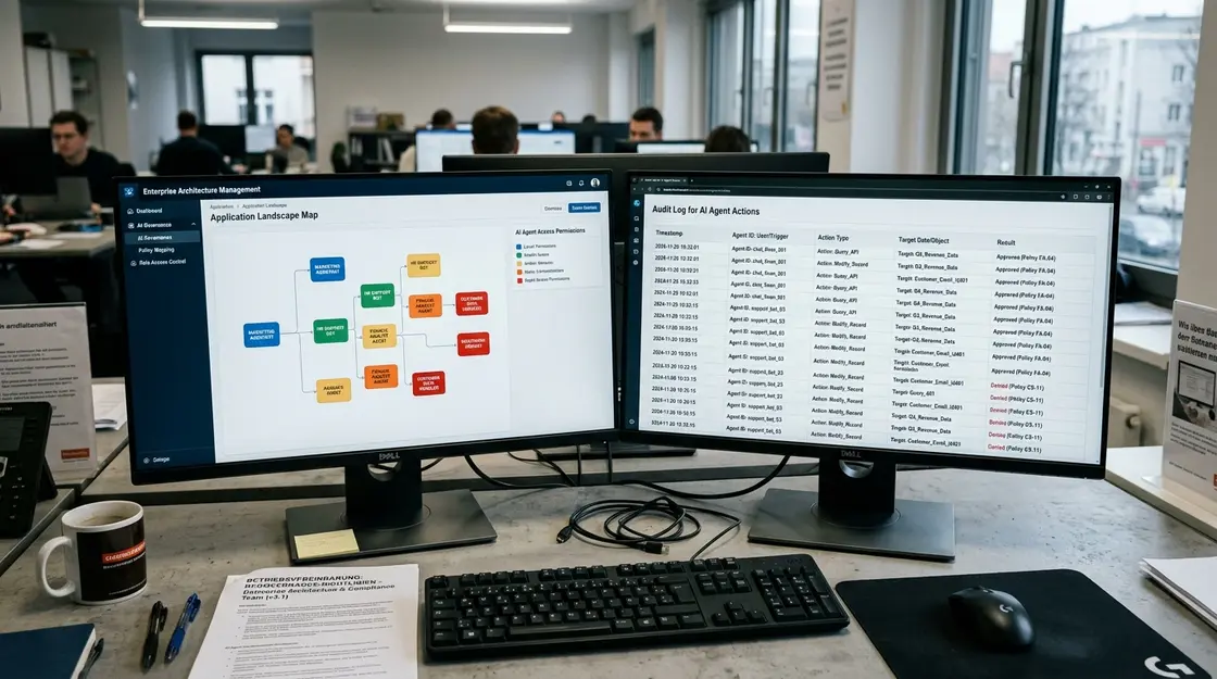 Enterprise Architecture Management Tool mit KI-Agenten Governance und Audit-Log