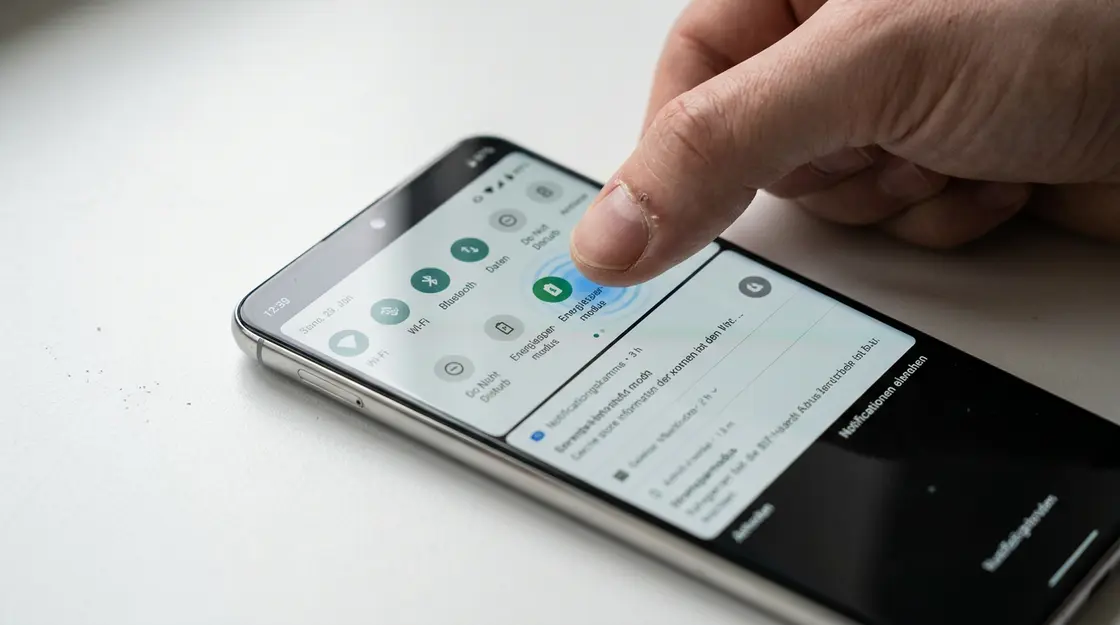 Android-Schnelleinstellungen mit aktiviertem Energiesparmodus