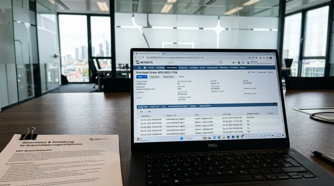 NetSuite Audit-Trail mit KI-Agenten-Eintrag für Cloud-ERP-Automatisierung