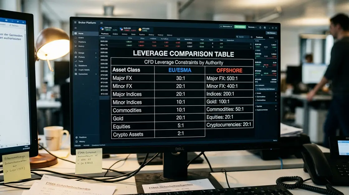 CFD-Trading Leverage-Vergleich ESMA versus Offshore-Broker