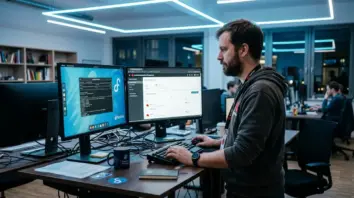 Fedora 44, Red Hat und RHEL auf zwei Entwickler-Bildschirmen