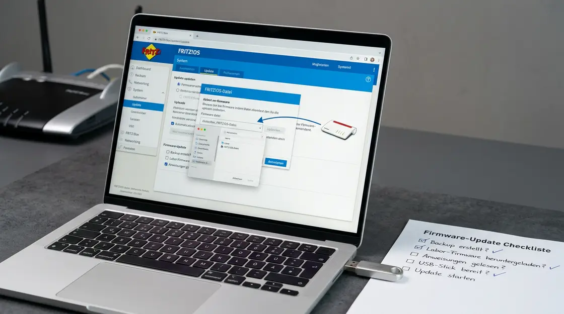 FRITZ!OS Update-Menü für Labor-Firmware Installation