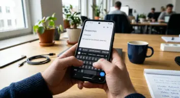 Gboard KI, Tastatur-AI – Gboard KI auf Android-Smartphone zeigt Tastatur-AI-Vorschläge beim Tippen einer E-Mail