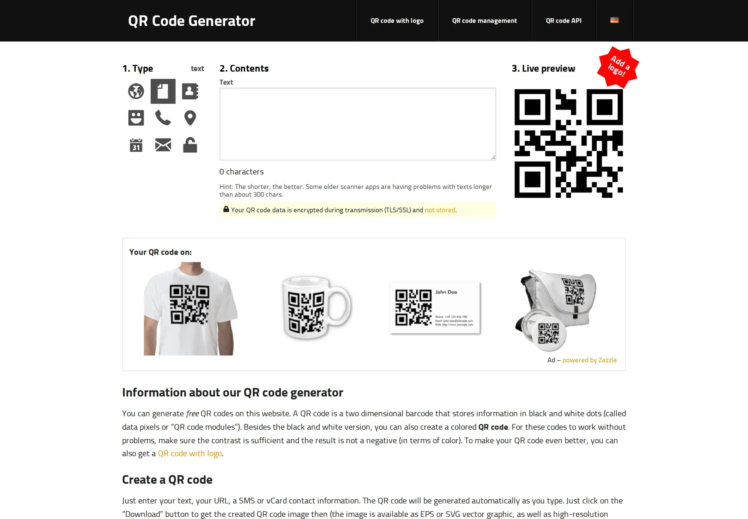 GoQR.me Screenshot – QR Code Generator
