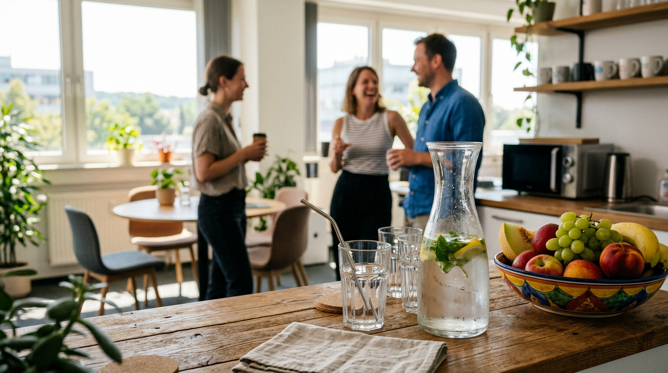 Hitze im Büro mit Trinkpausen und kurzen Pausen besser aushalten