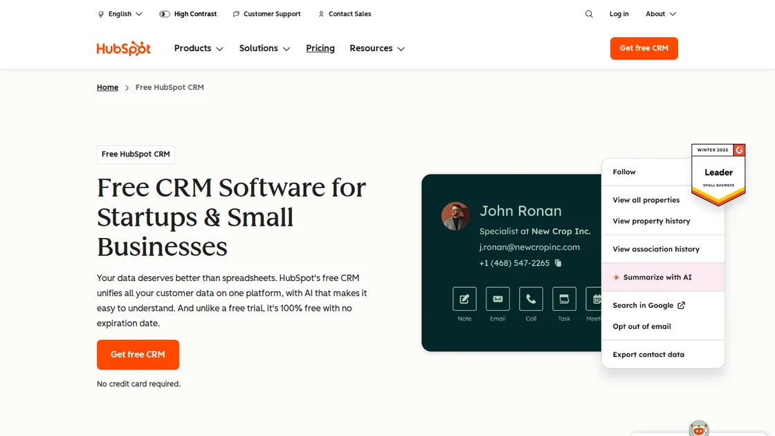 CRM Software Screenshot HubSpot