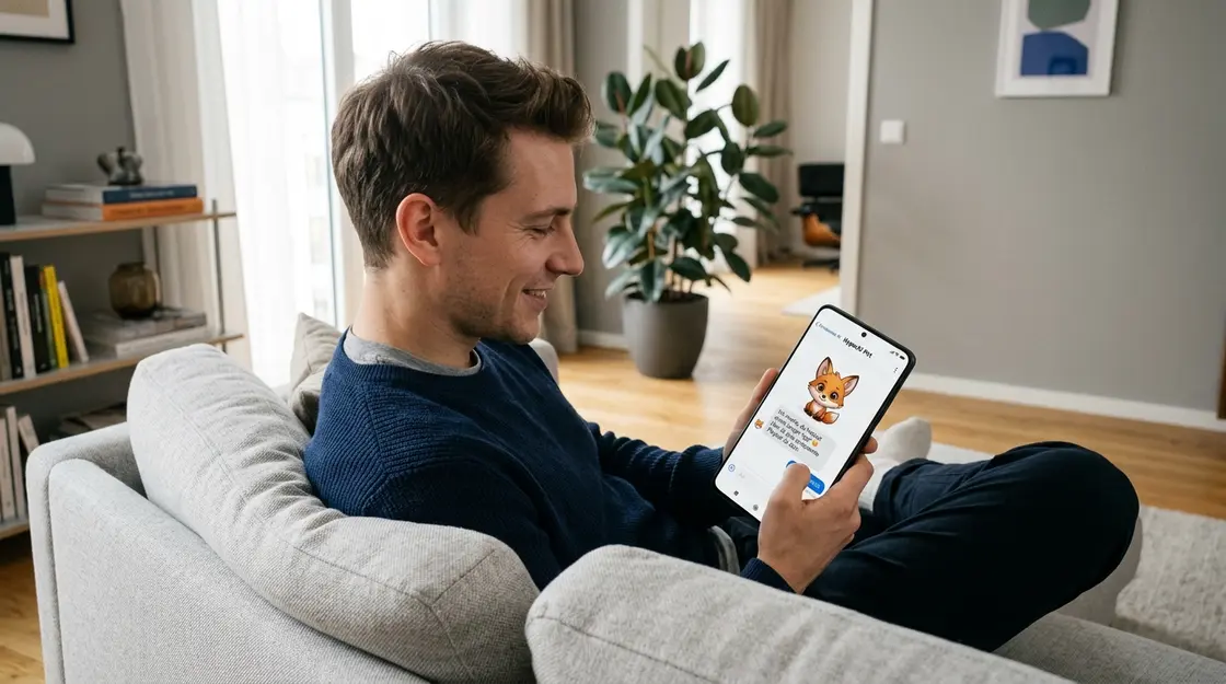 Nutzer interagiert mit dem Xiaomi Pet Companion als Beispiel für emotionale KI auf dem Smartphone
