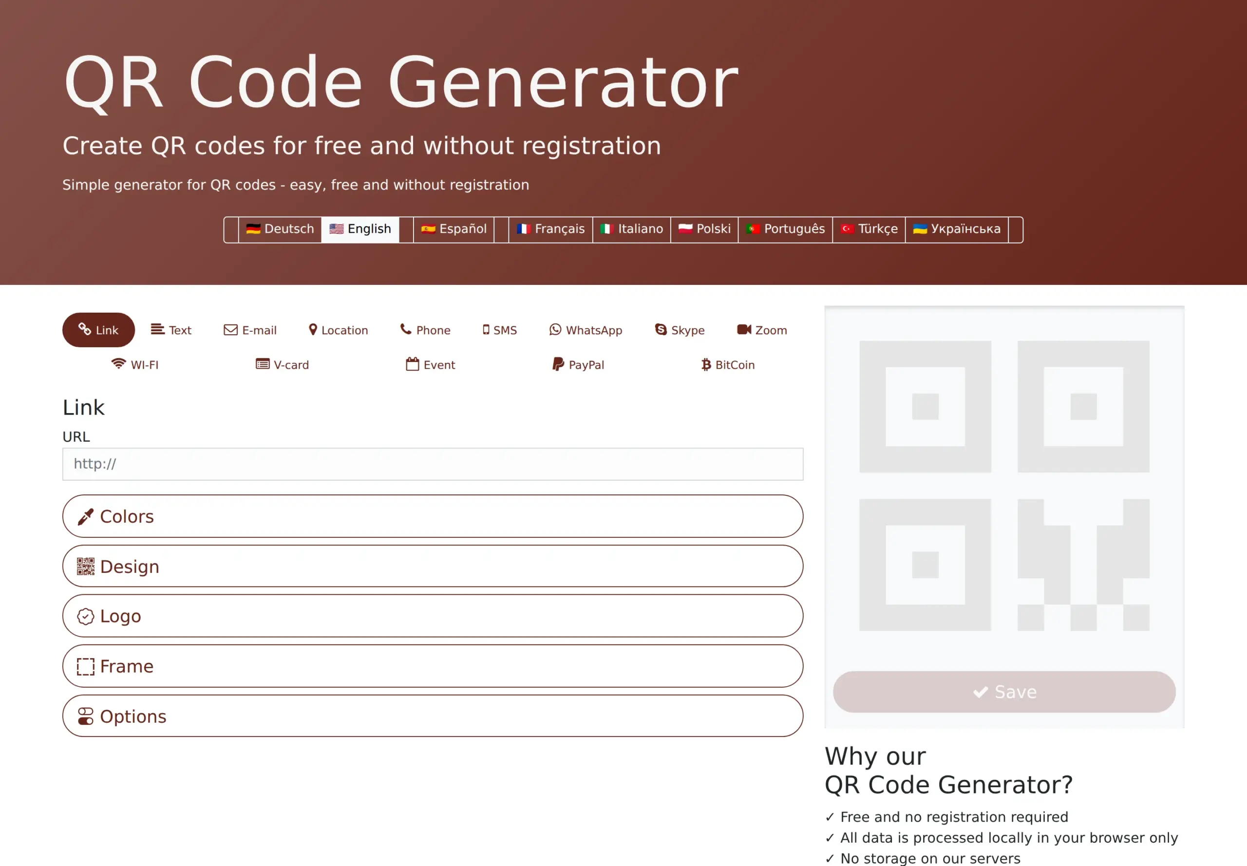 Inlinks.de Screenshot – QR Code Generator