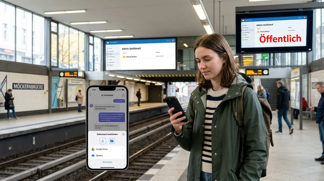 Frau nutzt KI-Chat-App auf Smartphone – offener Cloud-Bucket als Datenleck-Risiko