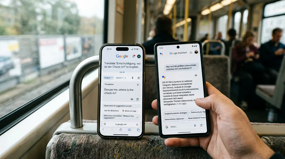KI-Apps, iOS Android – KI-Apps auf iOS und Android nebeneinander im Alltag