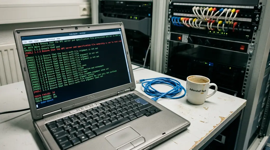 kube-bench CIS Benchmark Ausgabe im Terminal für Kubernetes Härtung