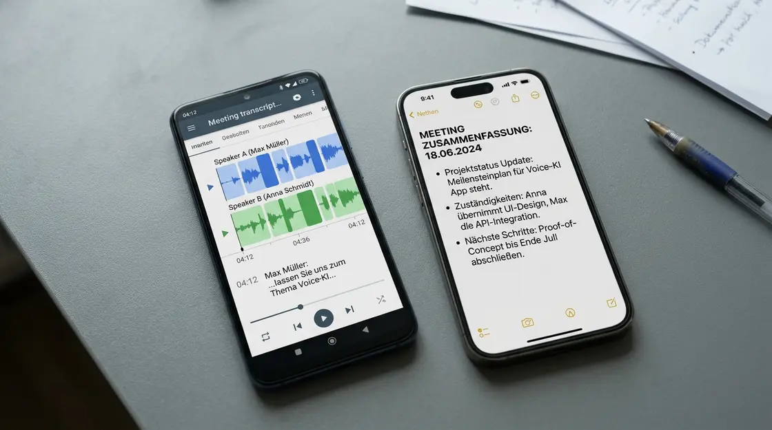 Android und iOS Meeting-Recorder zeigen Sprechertrennung und Zusammenfassung