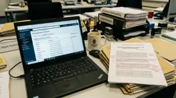 OECD-Steuer, Pillar 1 – OECD Pillar 1 Dokumente auf Schreibtisch neben E-Commerce-Marktplatz-Dashboard