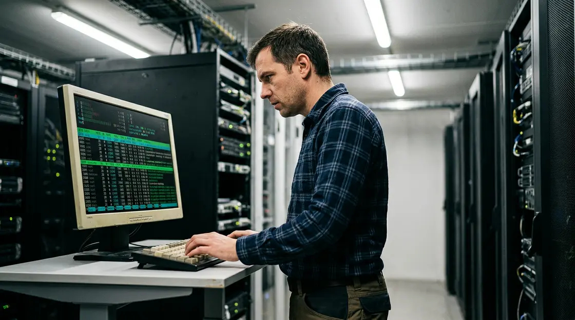 Administrator analysiert Prozessspeicher-Ausgabe auf Terminal – Zero-Day-Angriff auf Passwort-Manager