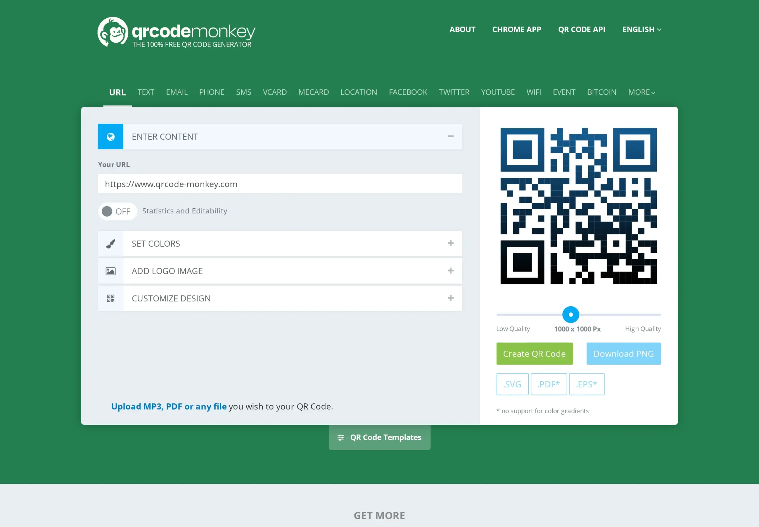 QRCode Monkey Screenshot – QR Code Generator