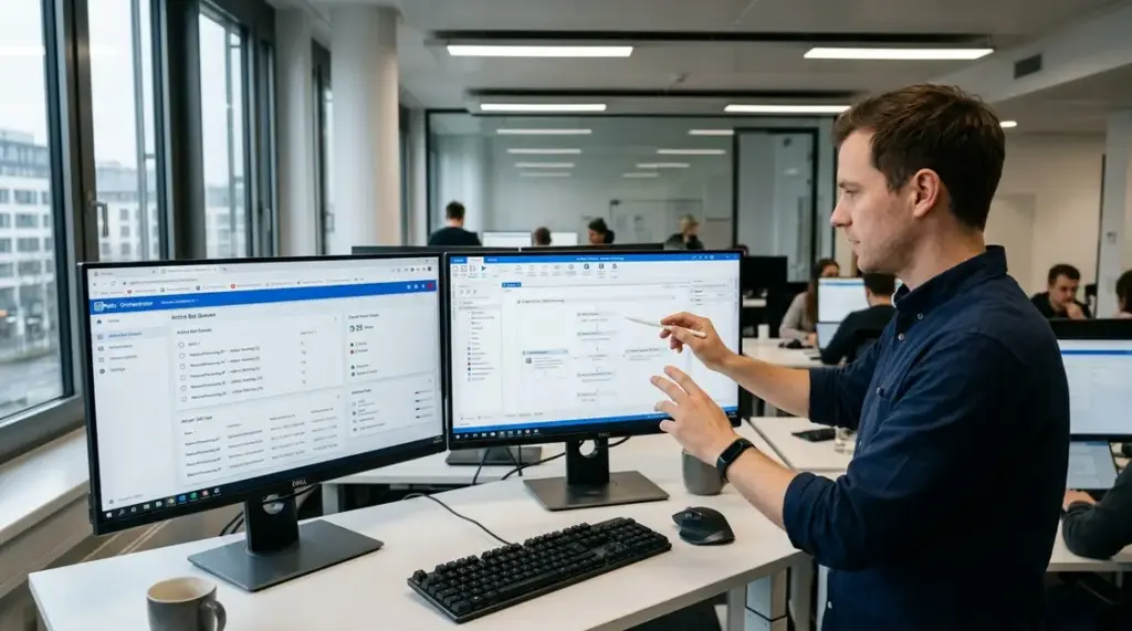 RPA, KI-Agenten – RPA und KI-Agenten in UiPath Orchestrator auf Entwickler-Bildschirm