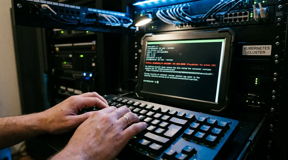 Containerd, runc – Homelab-Server mit runc-Versionscheck im Terminal nach Container-Security-CVE