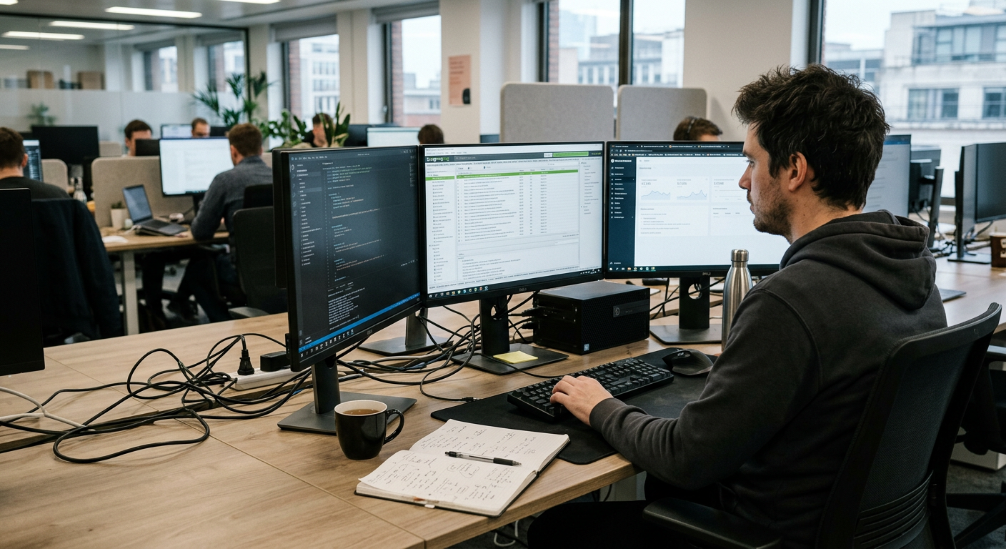Screaming Frog SEO Spider Analyse an einem technischen Arbeitsplatz