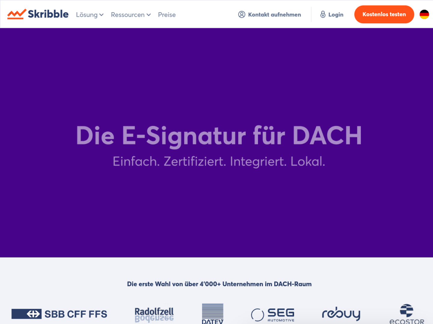 PDF digital signieren: Der ultimative Ratgeber für rechtssichere elektronische Unterschriften Screenshot der Skribble Website für PDF digital signieren