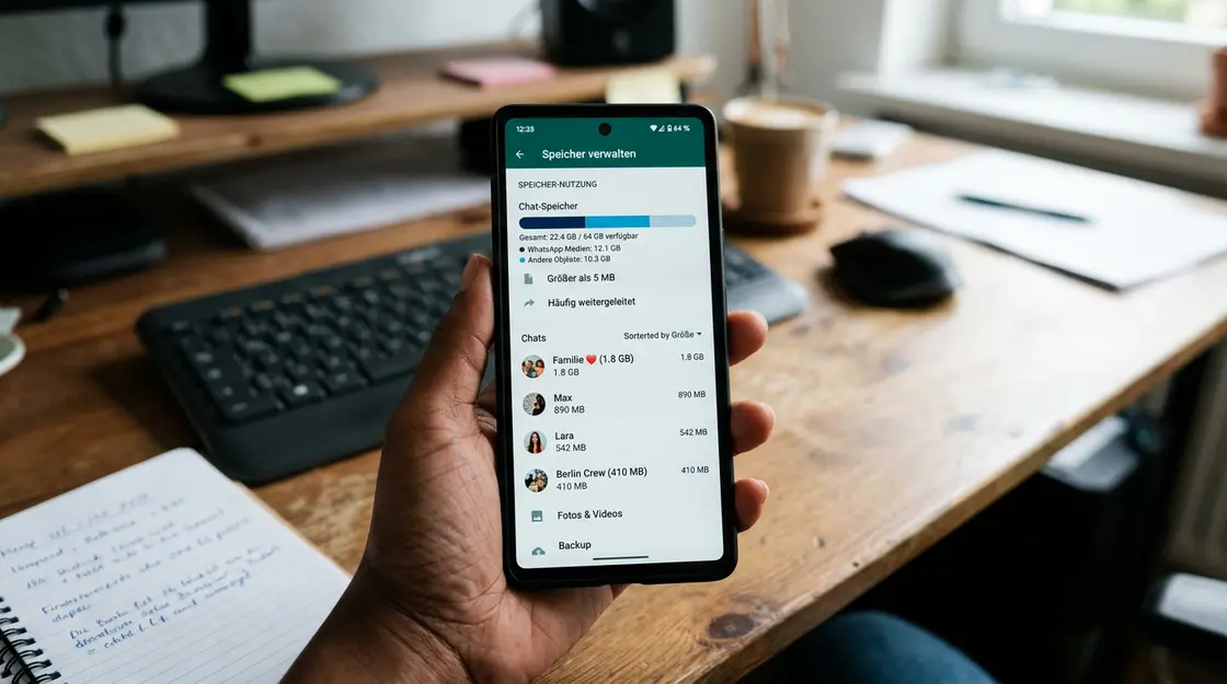 WhatsApp Speicher verwalten Menü auf Android-Smartphone