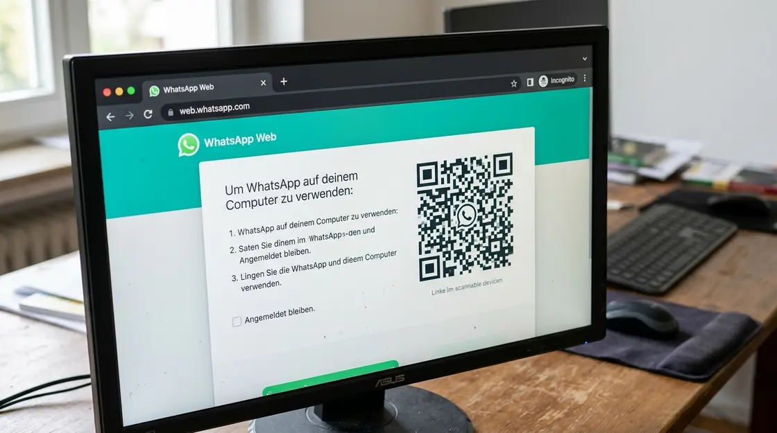 Browser im Inkognito-Modus mit WhatsApp Web QR-Code