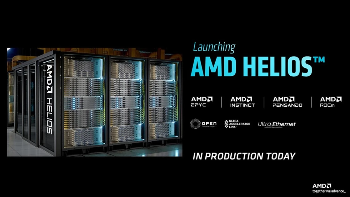 Offizielle AMD-Grafik des Helios-Rackscale-Systems mit Serverracks