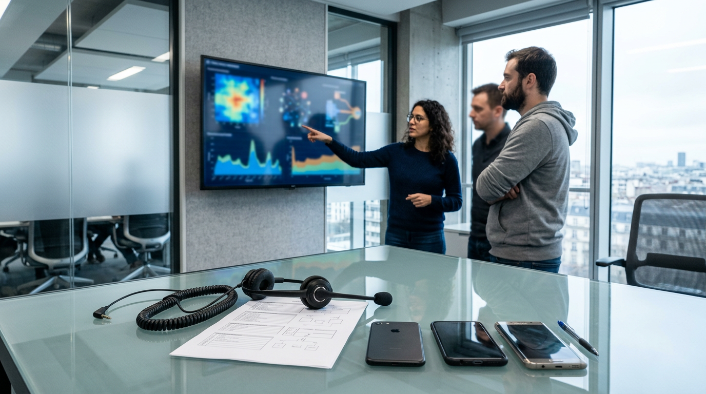 Branded Calling und Telefonbetrug: Team prüft Anrufschutz im Büro