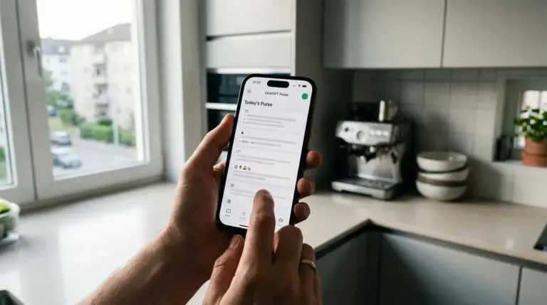Daily Puls, ChatGPT Pulse – ChatGPT Pulse Today's Pulse Karten auf einem iPhone am Morgen