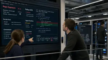 Code-Leak, Agentic Governance, Risikomanagement – Sicherheitsteam analysiert Code-Leak bei einem KI-Coding-Tool am Bildschirm
