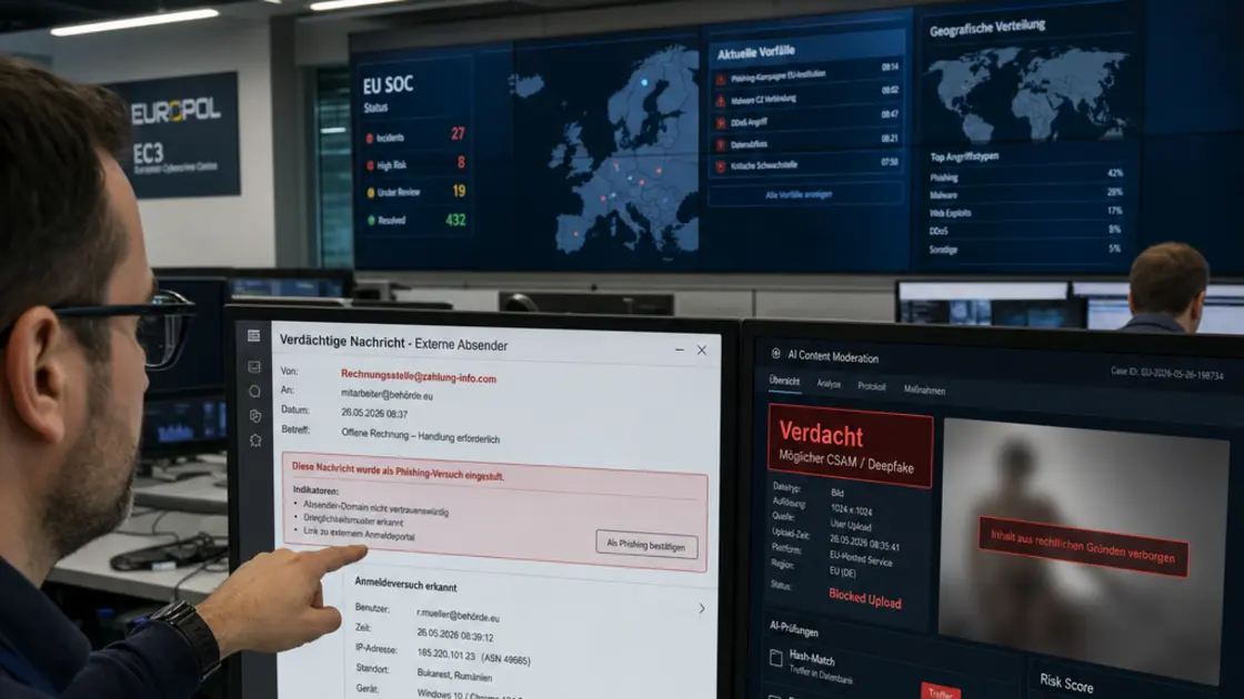 Content-Moderation-Dashboard zeigt Detektion verdächtiger KI-Inhalte
