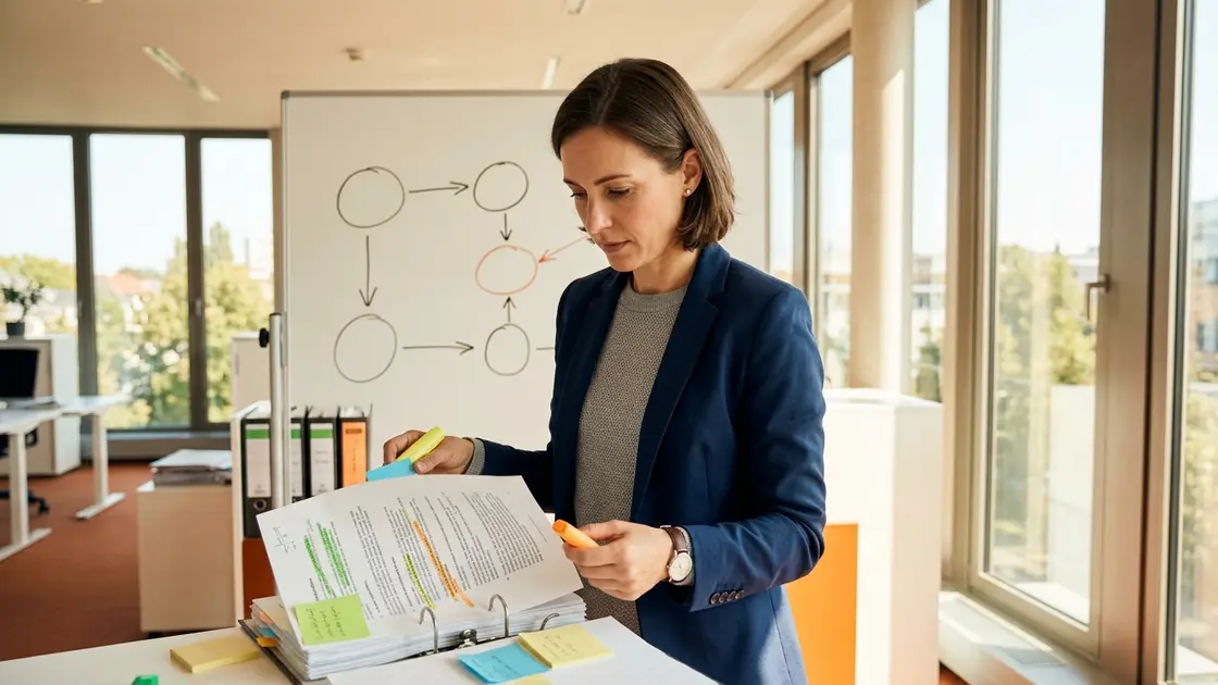 IT-Verantwortlicher prüft Berechtigungen und Übergaben für Copilot-Workflows auf einem Whiteboard