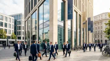Rekordgewinn, Digitalstrategie, Investmentbanking – Bankfiliale im Finanzviertel als Symbol für den Rekordgewinn der Deutschen Bank