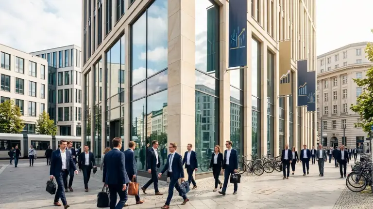Rekordgewinn, Digitalstrategie, Investmentbanking – Bankfiliale im Finanzviertel als Symbol für den Rekordgewinn der Deutschen Bank