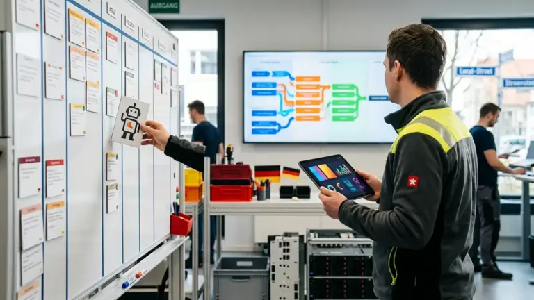 Open Source, Deutschland-Stack, digitale Souveränität – Sachbearbeiter und Bürger vor einem Bildschirm mit Open-Source-Software in einer deutschen Behörde