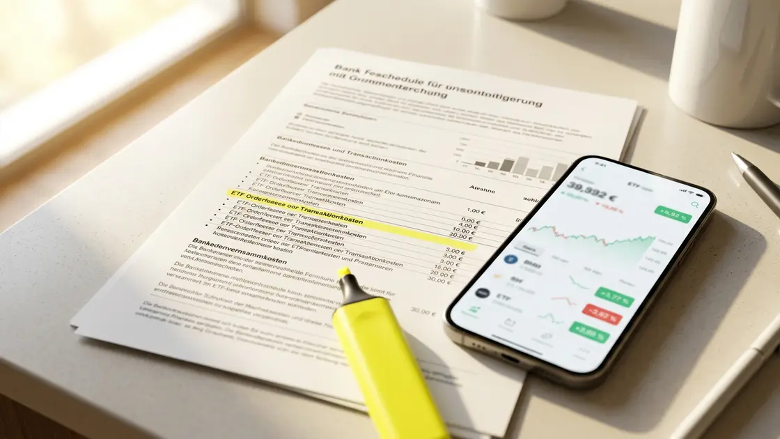 Preisverzeichnis eines Neobrokers mit markierten ETF-Sparplan-Kosten