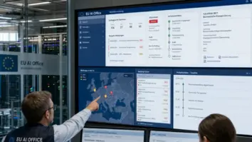 EU-AI-Office, Marktüberwachung, KI-Enforcement – EU-AI-Office Marktüberwachung: Beamte prüfen KI-Compliance-Unterlagen in Brüssel