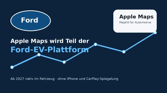 Ford und Apple Maps verbunden über eine EV-Routenlinie