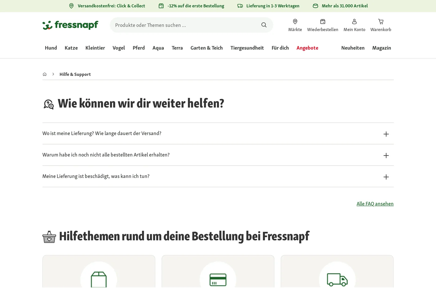 Fressnapf Online-Shop Service Screenshot