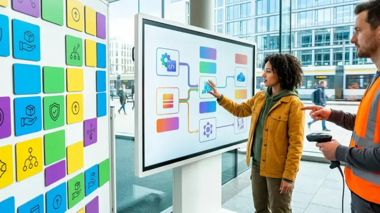 GitHub Copilot, KI-Code-Assistent, Developer-Tools – Entwickler nutzt GitHub Copilot als KI-Code-Assistenten mit vernetzten Developer-Tools am Laptop