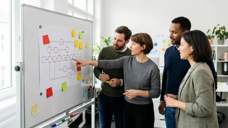 KI-Nutzung in Unternehmen: Datenanalyse und Governance im hellen Büro (Symbolbild)